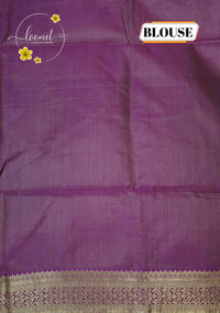 IWS8001 Off-White and Purple Banarasi semi cotton saree with Arrow-shaped Buttas.