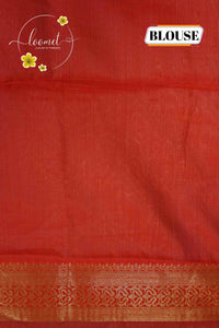 IWS8005 Off-White and red Banarasi semi cotton saree with Arrow-shaped Buttas.
