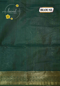 IWS8006 Off-White and green Banarasi semi cotton saree with  Arrow-shaped Buttas.