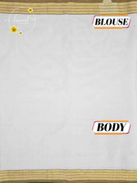 KAS2411 Off-White Balaramapuram Handloom saree with multi-line golden zari border.