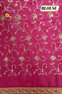 KST6144 Candy Pink & Coral Orange Georgette saree with Marble-Effect Tie-Dye.