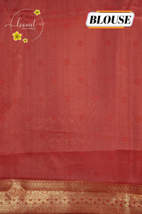 KST7136 Orange Pochampally Silk-Cotton saree featuring ikat-style buttas.
