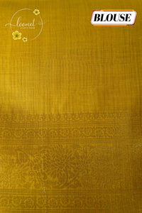 KST7142 Mustard Yellow & Bright Gold Cotton saree with multi-color floral buttis.
