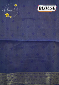 KST7191 Aqua Seafoam Pochampally Silk-Cotton saree featuring Coconut Tree Motifs.
