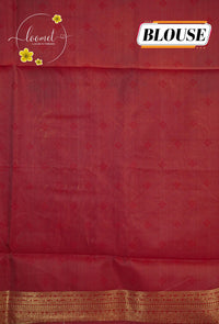 KST7192 Orange Pochampally Silk-Cotton saree featuring Coconut Tree Motifs.