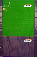 LSK6114 Lime Green silk saree with contrasting purple borders and pallu.