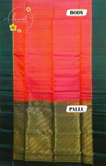 LSK6117 Rani Pink silk saree with delicate woven dots contrasted by a rich, textured  green pallu and border.