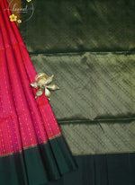 LSK6117 Rani Pink silk saree with delicate woven dots contrasted by a rich, textured  green pallu and border.