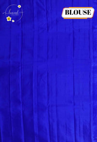 LSK6119 Royal blue silk saree featuring subtle all-over zari work thalampoo design border.