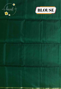 LSK6121 Light sage green and forest green silk with a richly woven green pallu featuring fine vertical zari stripes.