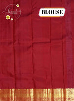 LSK6126 Crimson Red silk saree with golden checks and buttas & rich golden zari on pallu and border.