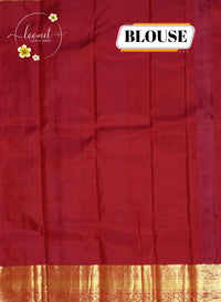 LSK6126 Crimson Red silk saree with golden checks and buttas & rich golden zari on pallu and border.