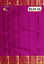 LSK6128 Forest Green and Rani Pink contrast silk saree with gold zari and peacock design on border.