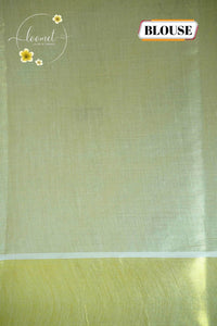 MKF3261 Light Gold Cotton Tissue saree with Malayalam Letter Motifs