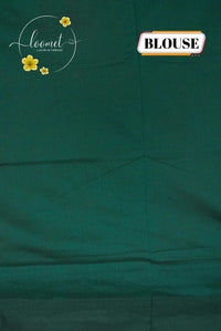 MPS1321 Emerald Green and Burnt Orange Kalyani Cotton saree with gold zari stripes.