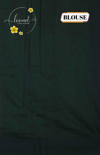 MPS1322 Jet Black and Parrot Green Kalyani Cotton saree with temple buttas.