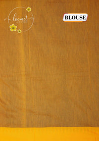 MPS1323 Jet Black and Golden Yellow Kalyani Cotton saree with temple buttas.