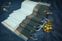 MPS1530 Off-White and black-gray Maheshwari Cotton with floral star buttas.