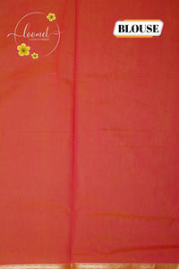 MPS1533 Parrot Green and Peach-Orange Maheshwari Cotton with floral buttas.