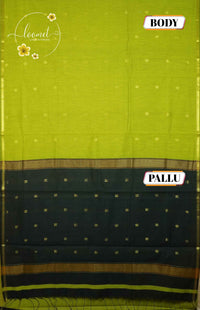 MPS1535 Lime Green and Jet Black Maheshwari Cotton with floral buttas.