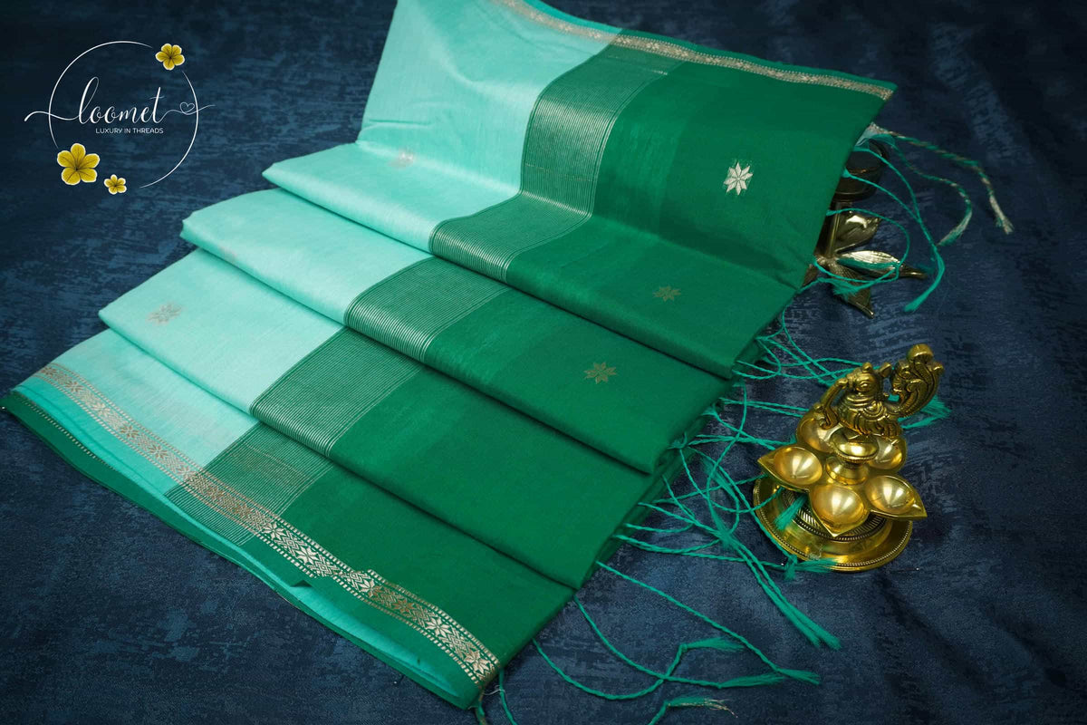 MPS1537 Seafoam Green Maheshwari Cotton with floral buttas.