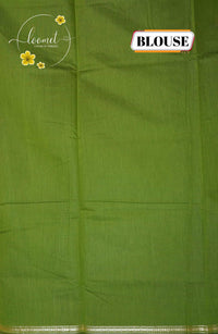 MPS1538 Leaf Green Maheshwari Cotton with floral buttas.