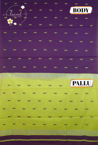 MPS1539 Grape Purple and Lime Green Maheshwari Cotton with leaf buttas.