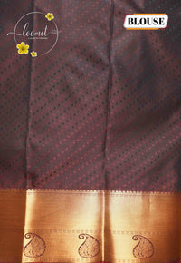 MPS2651 Deep Russet Red semi soft silk saree with all-over jacquard weave & leaf-drop motifs.