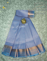 MPS2652 Periwinkle Blue semi soft silk saree with all-over jacquard weave & leaf-drop motifs.