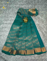 MPS2653 Teal Green semi soft silk saree with all-over jacquard weave & floral creepers motifs.