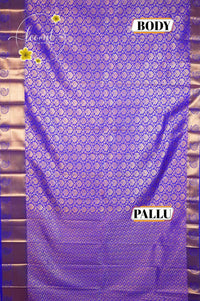 MPS2654 Royal Blue semi soft silk saree with all-over jacquard weave & floral creepers motifs.
