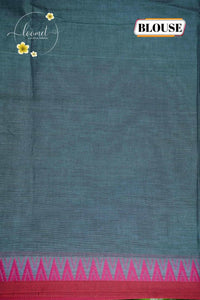 NLS1112 Charcoal Grey Handloom Cotton saree with plain body pattern.