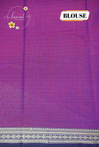 NLS1116 Deep Wine-Purple Handloom Cotton saree with silver zari temple border.
