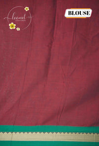 NLS1120 Maroon Handloom Cotton saree with Classical Bharatnatyam motifs.