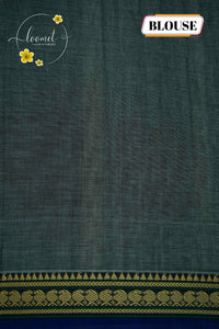 NLS1122 Stone Grey Handloom Cotton saree with plain body pattern.