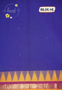 NLS1331 Royal blue Handloom Cotton saree with small floral buttas.