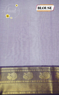NLS1431 Lavender Handloom Cotton saree with Fine Grid (Checks) pattern