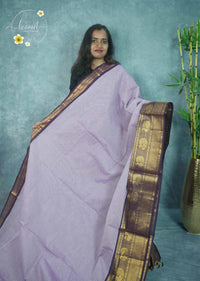 NLS1431 Lavender Handloom Cotton saree with Fine Grid (Checks) pattern