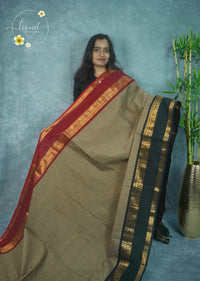 NLS1433 Ganga Jamuna Handloom Cotton saree with Micro-check (Grid) pattern.
