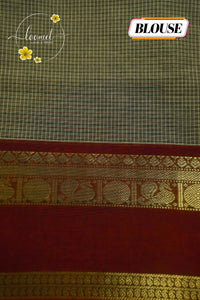 NLS1433 Ganga Jamuna Handloom Cotton saree with Micro-check (Grid) pattern.