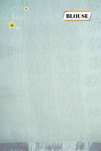 RCS1076 White Handblock Printed Linen Cotton Saree