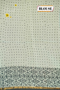 RCS2063 Black HandBlock Printed Chanderi silk cotton with zigzag