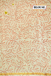 RCS2065 Brick Red HandBlock Printed Chanderi silk cotton with  Kalamkari-inspired block prints