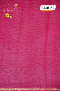 RCS2066 Magenta HandBlock Printed Chanderi Silk cotton with Tie-Dye pattern