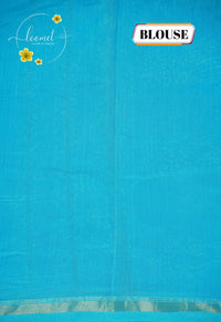 RCS2068 Sky Blue HandBlock Printed Chanderi silk cotton with traditional Paisley motifs.