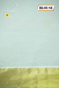 RDT2311 Off-White Kerala Kasavu Kuthampully Cotton saree with Solid Round Buttas
