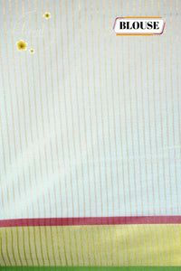 RDT2711 Off-White Kerala Kasavu Kuthampully Cotton saree with horizontal gold zari stripes