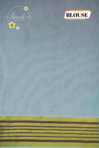 RDT2811 Kuthampully Handloom Off-white Cotton saree with annapakshi and peacock motifs.