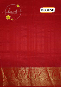 RS1613 Crimson red Matka silk saree with floral and paisley circular motifs.