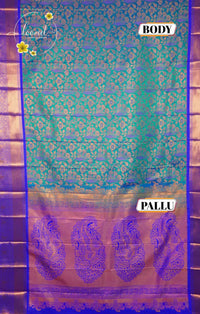 RS1711 Dual-Tone Art Silk saree with Floral Jaal and Peacock motif.